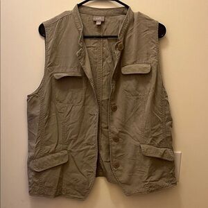 J. Jill Taupe Button-Up Vest Size Large